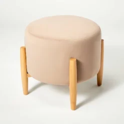 Elroy Round Velvet Ottoman With Wooden Legs - Threshold™ Designed With Studio McGee -Threshold Furniture Outlet GUEST 13e14aa9 b8ef 4504 a404 2a753759c130