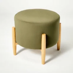 Elroy Round Velvet Ottoman With Wooden Legs - Threshold™ Designed With Studio McGee -Threshold Furniture Outlet GUEST 1d22f669 2a10 491f 9147 d5d1729c7a8d
