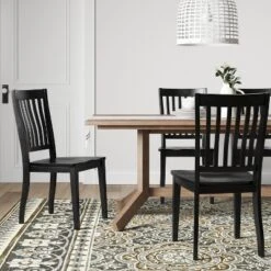 2pk Holden Slat Back Dining Chair Black - Threshold™