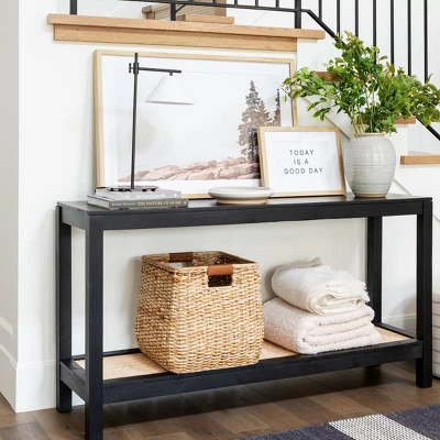 Console Table With Woven Rattan Shelf Black - Threshold™ Designed With Studio McGee 6 Console Table With Woven Rattan Shelf Black - Threshold™ Designed With Studio McGee - Image 6