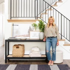 Console Table With Woven Rattan Shelf Black - Threshold™ Designed With Studio McGee 18 Console Table With Woven Rattan Shelf Black - Threshold™ Designed With Studio McGee -Threshold Furniture Outlet GUEST 8850858f 6d86 4502 8112 f583beb8eb20