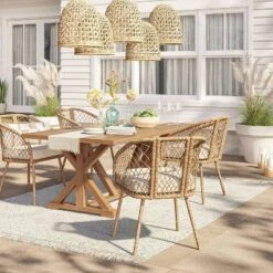 Morie Farmhouse Wood Rectangle Dining Table - Brown - Thresholdâ˘