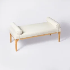 Randolph Bench With Bolster Pillows Linen - Threshold™ Designed With Studio McGee -Threshold Furniture Outlet GUEST df9c0bbe 939e 489c adae 0e3b5fe3d6f7
